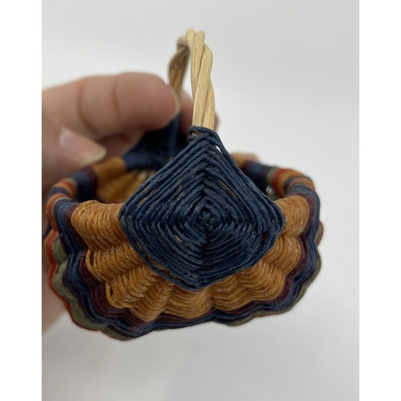MINI Waxed Wicker BUTTOCKS BASKET Gods Eye Handcrafted‎ 3" - Picture 2 of 9